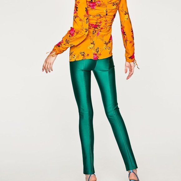 NWT Zara STUDIO Emerald Green Leggings Ponte Pant - Picture 4 of 8